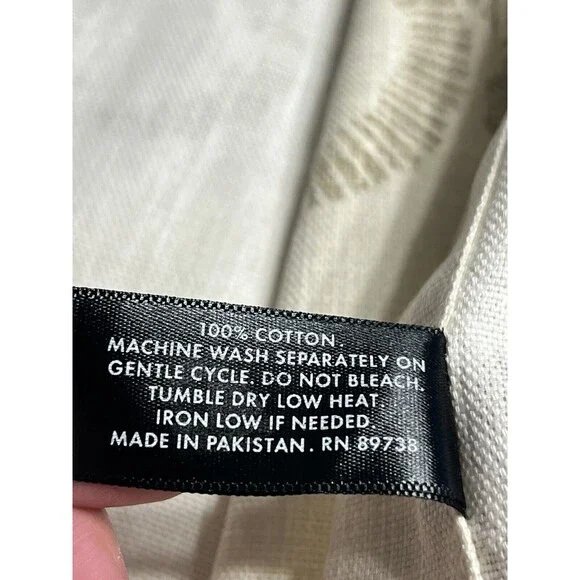 Pair of Tahari Home Cream Geometric Panel Window Curtain Drape 50”W x 84”L - Picture 7 of 8